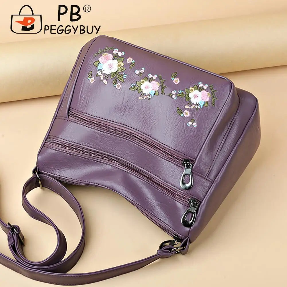 Vintage Flower Embroidery Shoulder Crossbody Bag Travel Handbags