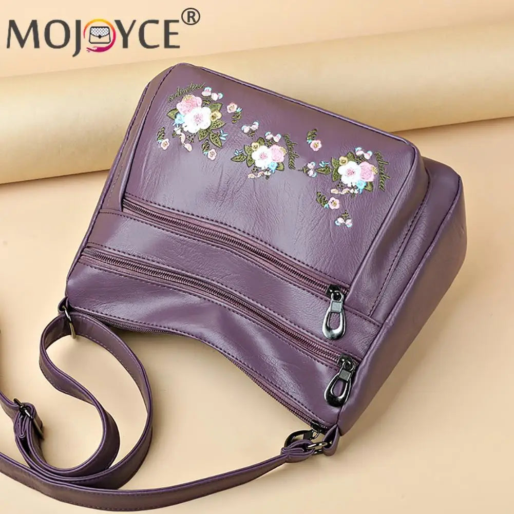 Vintage Flower Embroidery Crossbody Bag Travel Handbag