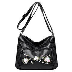 Vintage Flower Embroidery Shoulder Crossbody Bag Travel Handbags