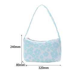 Vintage Women Flower Printing Underarm Bags Canvas Shoulder Shopping Bag