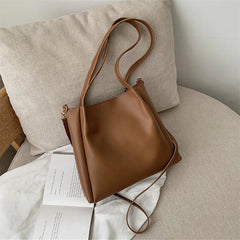 Vintage Women Handbag PU Leather Bucket Ladies Shoulder Bags