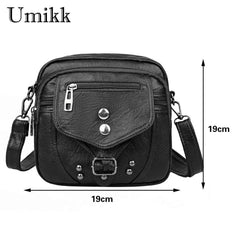 Vintage Women PU Leather Crossbody Bag Solid Phone Pouch
