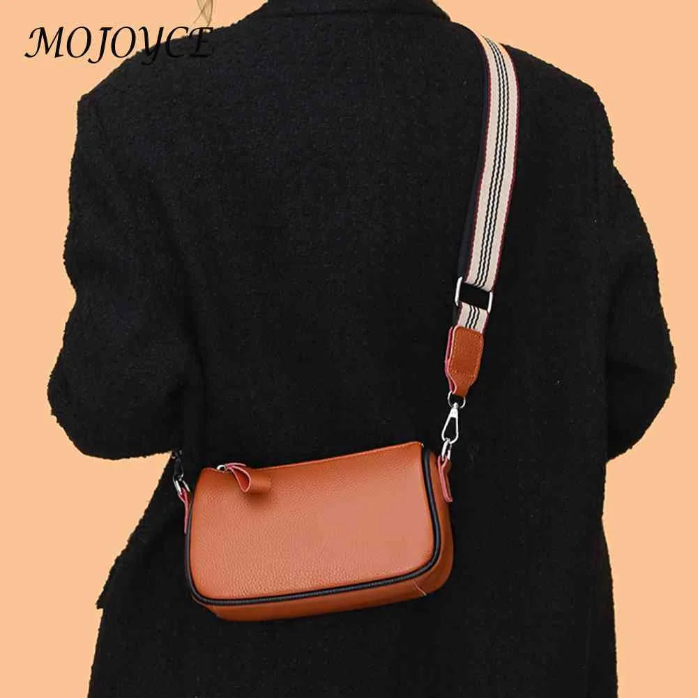 Vintage Women Handbags Wide Strap Ladies Crossbody Bags Solid Texture Soft