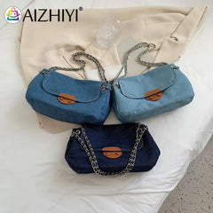 Vintage Denim Shoulder Crossbody Bag Ladies Casual Flap Purse Handbags