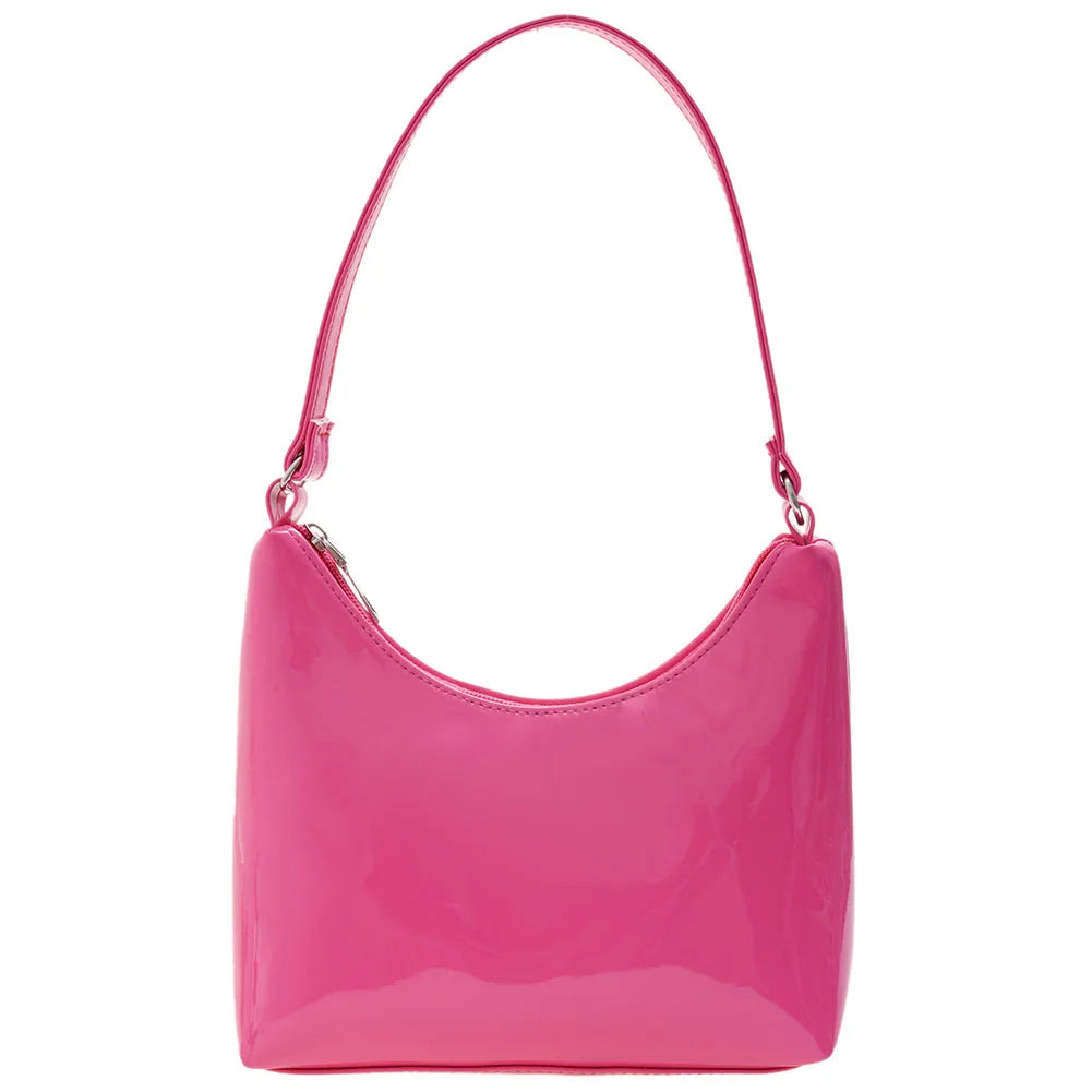 Vintage Women Patent Shoulder Underarm Bag PU Leather Casual Small Hob