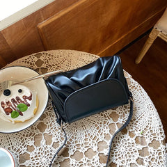 Vintage Women Pleated Shoulder Bag Casual All-match Ladies Small Handbag Purse