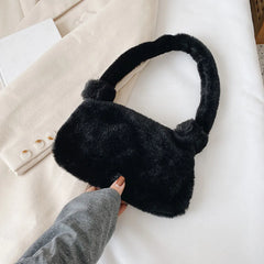 Vintage Plush Shoulder Bag Soft Handbag Warm Purse Casual Totes