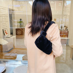 Vintage Women Plush Shoulder Bag Soft Handbag Ladies Casual Fluffy