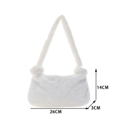 Vintage Plush Shoulder Bag Soft Handbag Warm Purse Casual Totes