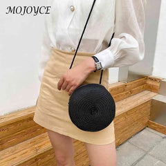 Vintage Women Beach Woven Round Crossbody Bags