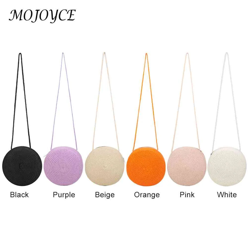 Vintage Women Beach Woven Round Crossbody Bags