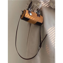 Vintage Round Bucket Shoulder Bag Matte Leather Female Purse Handbags