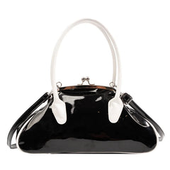 Vintage Women Shell Handbag Kiss Lock PU Leather Clip Bags Female Retro Shoulder