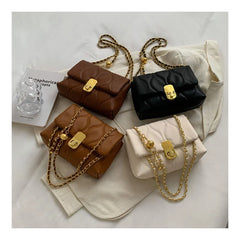 Vintage Women Shoulder Bag Plaid Crossbody Bag Chain All-match Girl's Purse