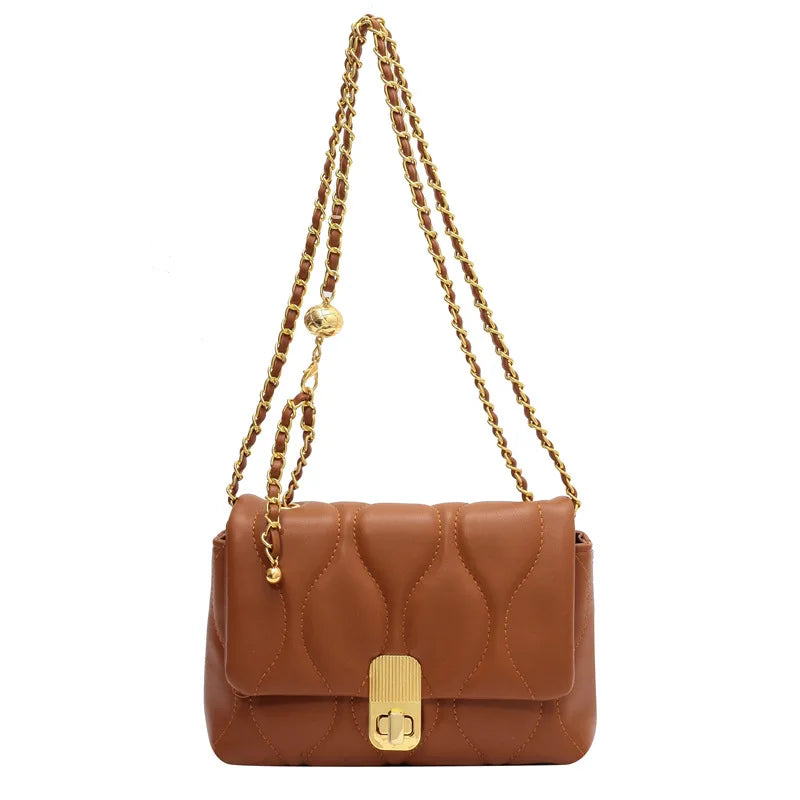 Vintage Women Shoulder Bag Plaid Crossbody Bag Chain All-match Girl's Purse