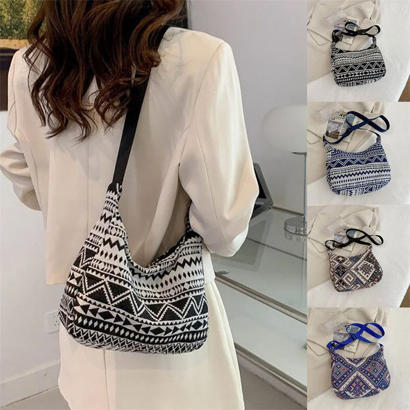 Vintage Bohemian Elephant Print Crossbody Bag