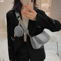 Vintage Women Shoulder Bag Chain Sling Bag 3 Bag Set Wallet