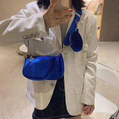 Vintage Women Shoulder Bag Chain Sling Bag 3 Bag Set Wallet