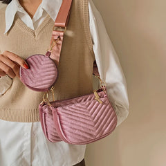 Vintage Women Shoulder Bag Chain Sling Bag 3 Bag Set Wallet