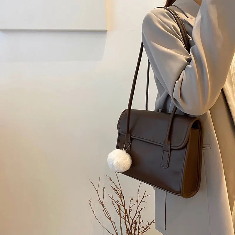 Vintage Women Shoulder Bag PU Leather Tote Handbags Female Shoulder Hand Bag