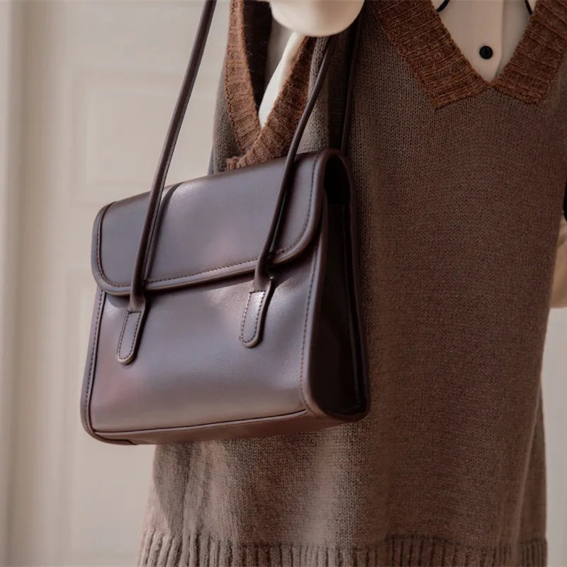 Vintage Women Shoulder Bag PU Leather Tote Handbags Female Shoulder Hand Bag