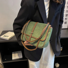 Vintage Women Shoulder Bags Frosted PU Leather Totes Large Capacity