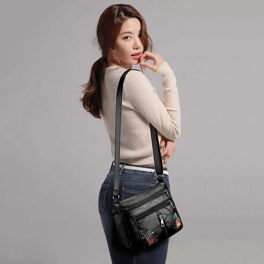 Vintage Flower Print Women Shoulder Messenger Mummy Handbags Totes Crossbody