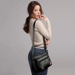 Vintage Flower Print Women Shoulder Messenger Mummy Handbags Totes Crossbody