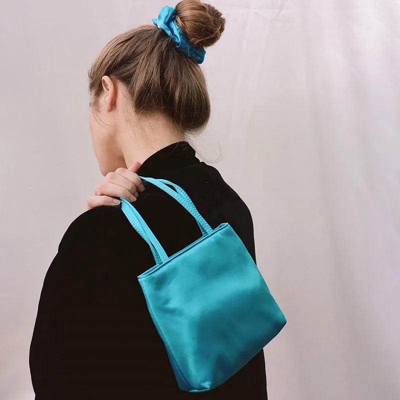 Vintage Small Satin Shoulder Bag for Women Girls