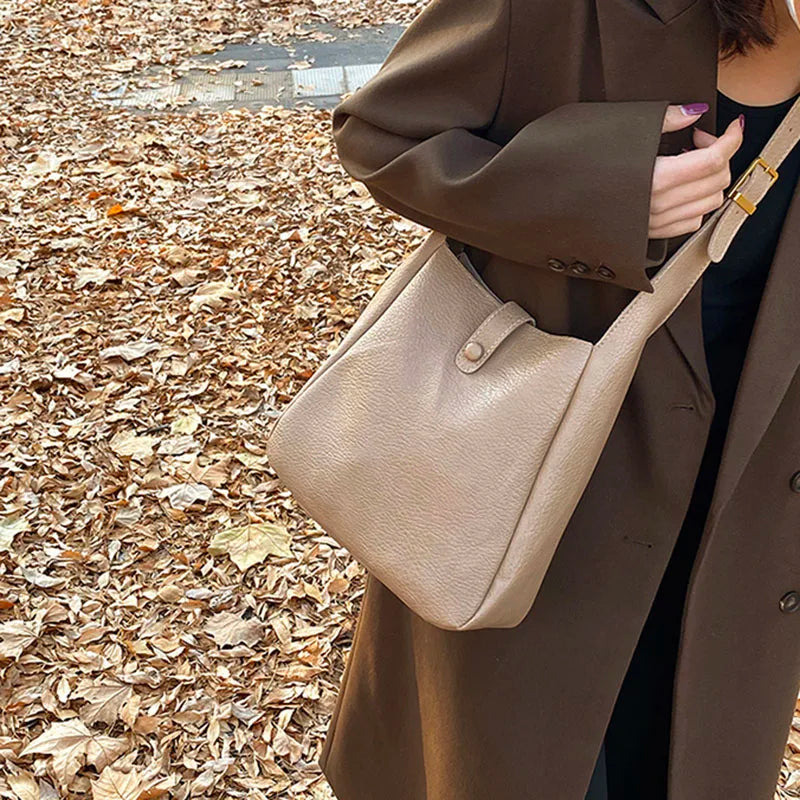 Vintage Soft Leather Bucket Bags Shoulder Bags Crossbody Bags