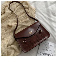 Vintage Women Handbag Preppy Student Shoulder Bag PU Leather Female Crossbody Ba