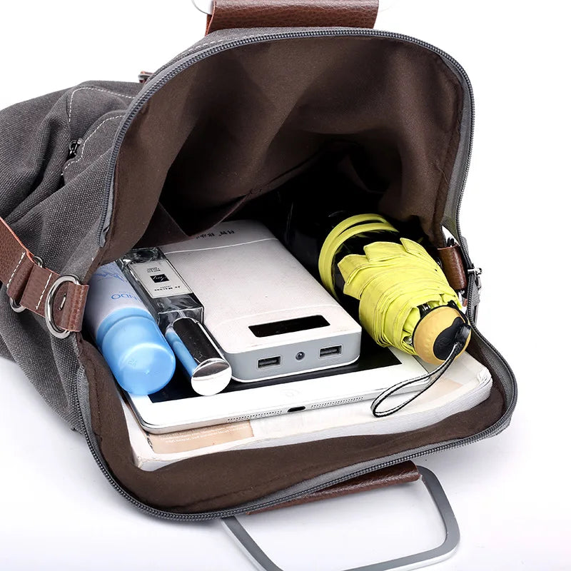 Vintage Women's Canvas Backpack Travel Shoulder Bag Rucksack