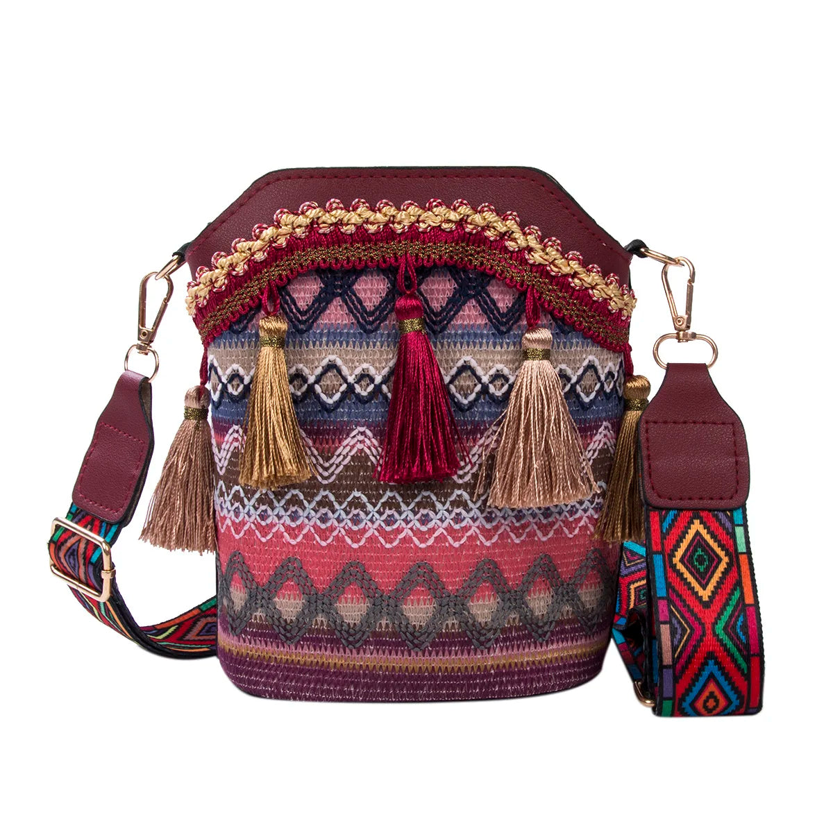 Vintage Women's Bag Tassel Ethnic Handwoven Crossbody Bag