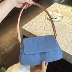 Vintage Denim Shoulder Bag for Women Girls Small Tote Purse Handbags