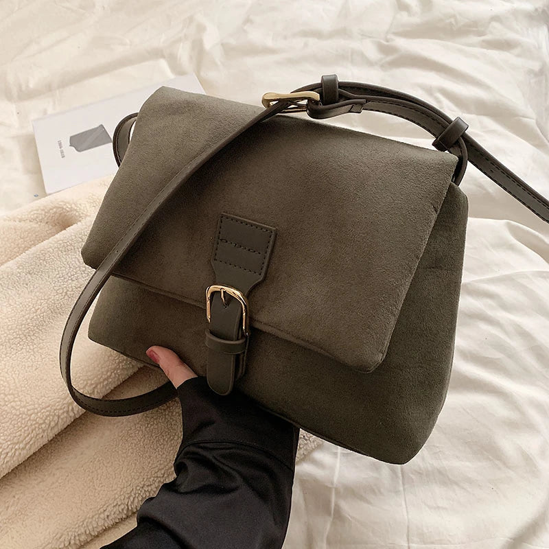 Vintage Women's Commute Totes Bag High Suede PU Leather Shoulder Messenger Bags