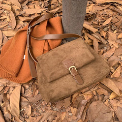 Vintage Faux Suede Shoulder Bag Crossbody Tote Purse Handbag