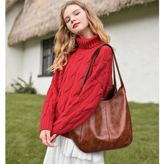 Vintage Women's PU Leather Hobos Single Shoulder Bags