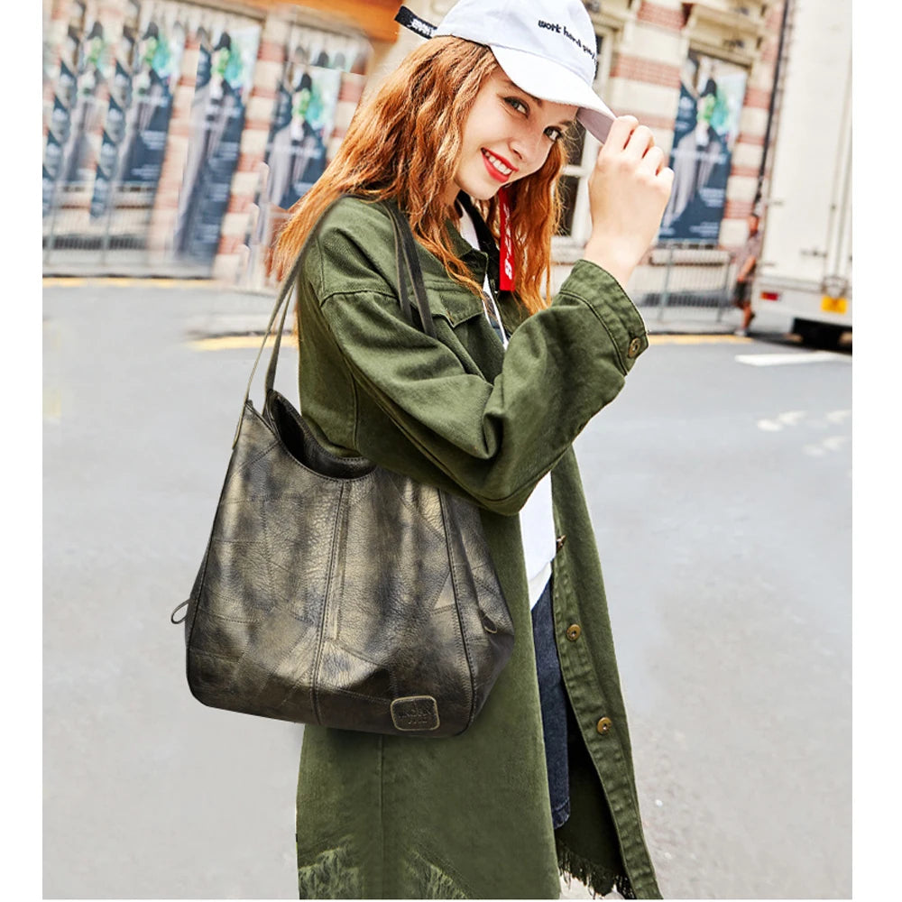 Vintage Women's PU Leather Hobos Single Shoulder Bags