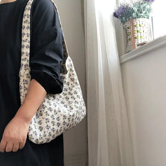 Vintage Women's Tote Shoulder Bags Woolen Fabric Ladies Eco Cloth Shopper Bag