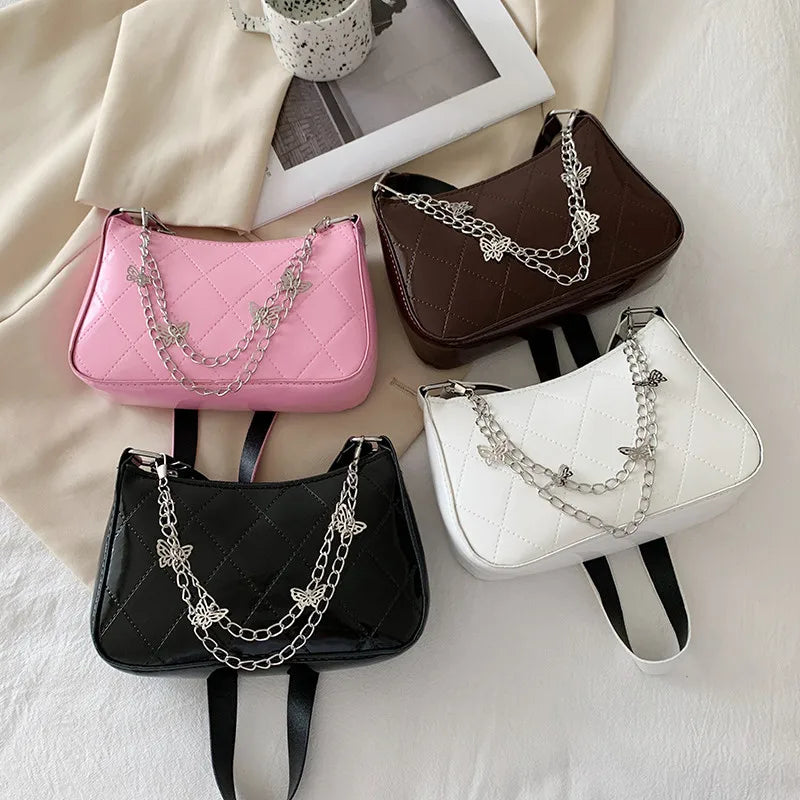 Vintage Women's Underarm Shoulder Bag Soft Pu Chain Hobo Bags For Ladies