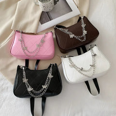 Vintage Women's Underarm Shoulder Bag Soft Pu Chain Hobo Bags For Ladies