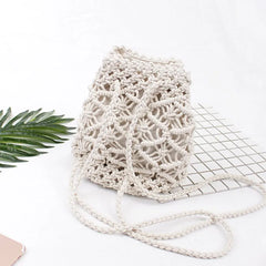 Vintage Woven Backpack Cotton Rope Bucket Small Straw Bag