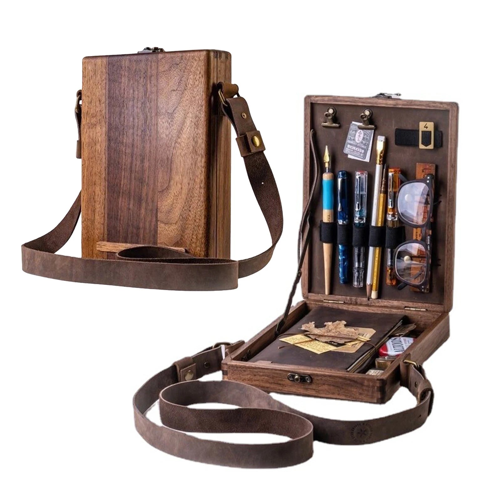 Vintage Writers Messenger Wood Box Briefcase Storage Boxes