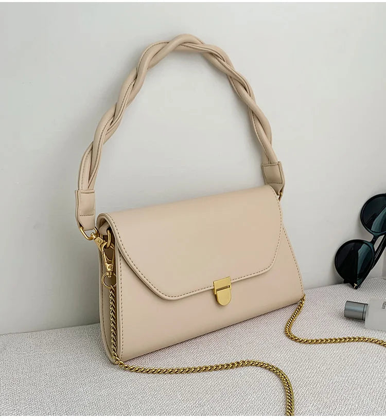 Vintage Crossbody Shoulder Bag PU Leather Handbags Ladies Braided