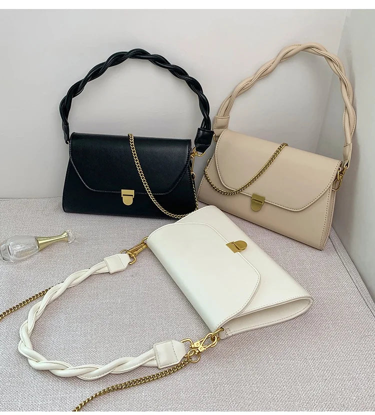 Vintage Crossbody Shoulder Bag PU Leather Handbags Ladies Braided
