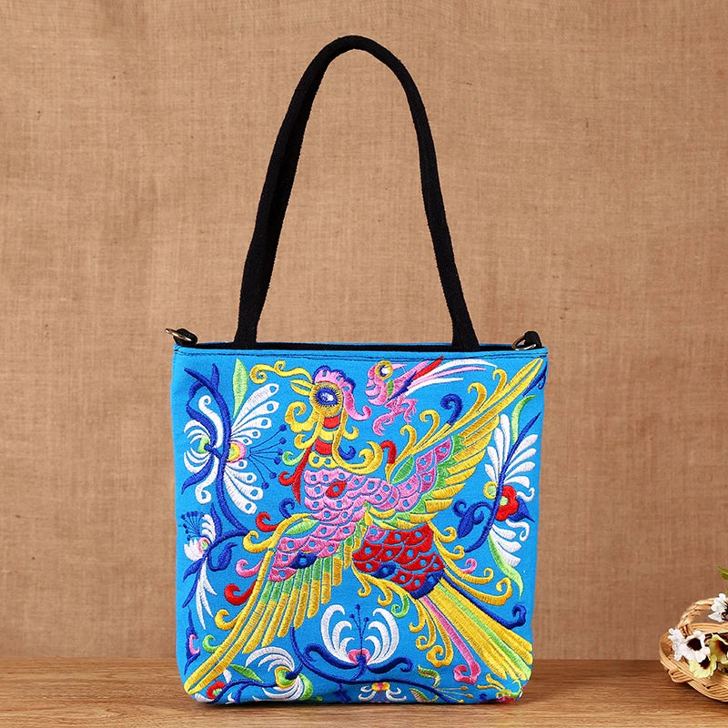 Vintage Chinese Women Bag Ethnic Embroidery Canvas Tote Crossbody Shoulder Bag