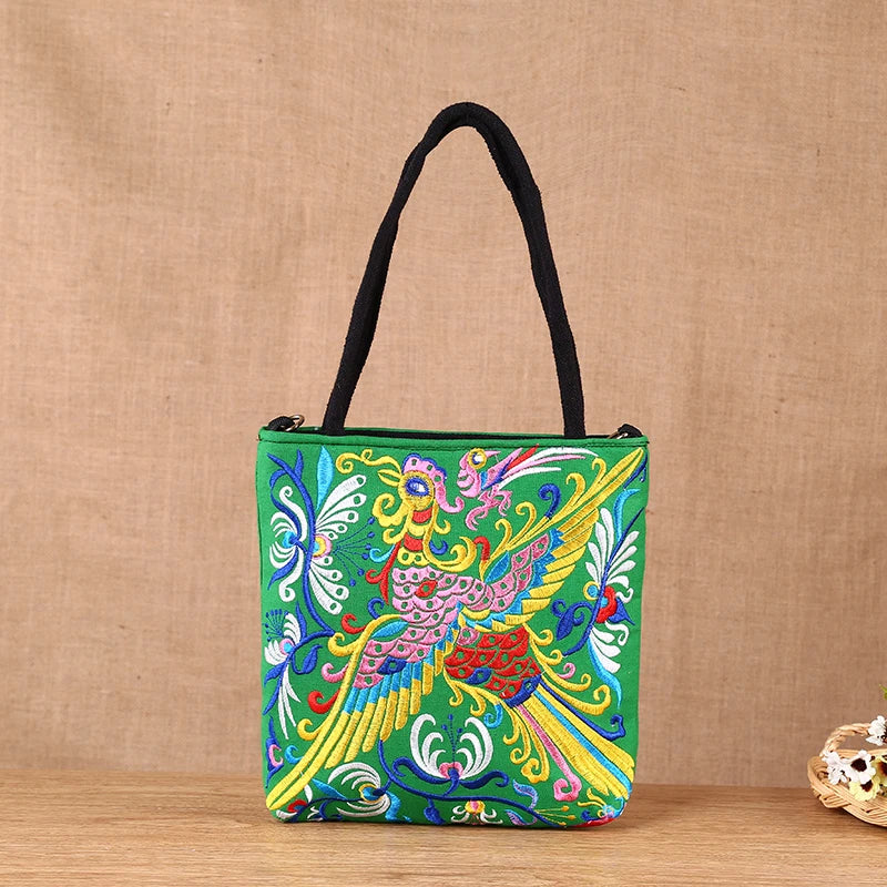 Vintage Chinese Women Bag Ethnic Embroidery Canvas Tote Crossbody Shoulder Bag