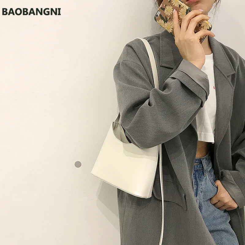 Vintage Mini Bucket Women Shoulder Bag PU Leather Crossbody Bag
