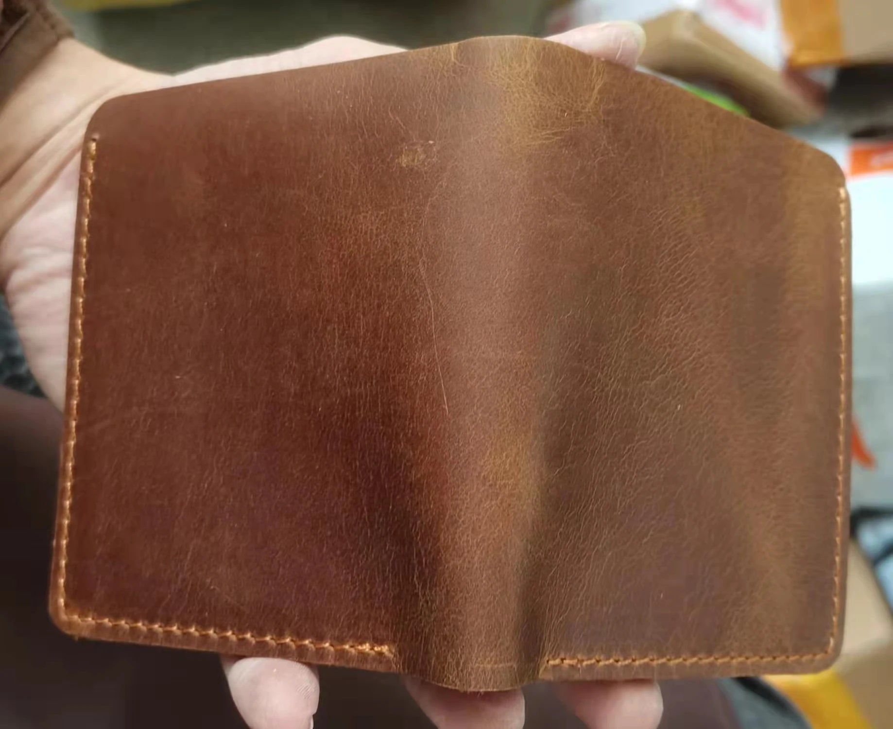 Vintage Men's Leather Wallet Money Clip Crazy Horse Skin Driving Leather