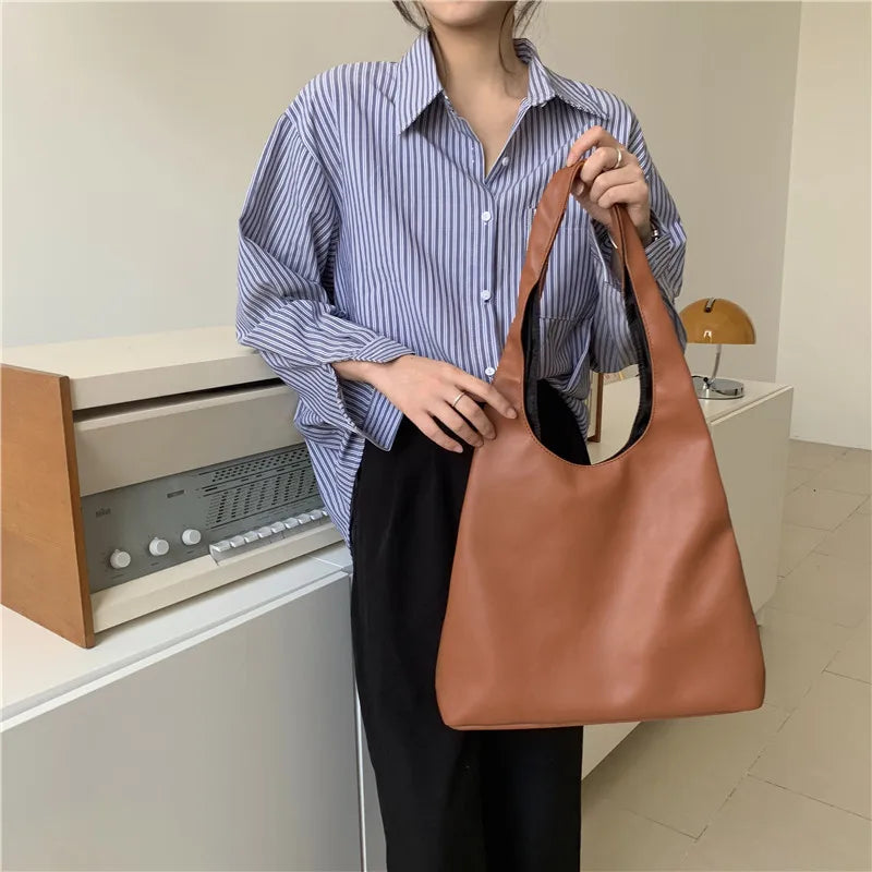 Vintage Women Shoulder Bag PU Leather Handbag Large Capacity Totes Bolsa Fe